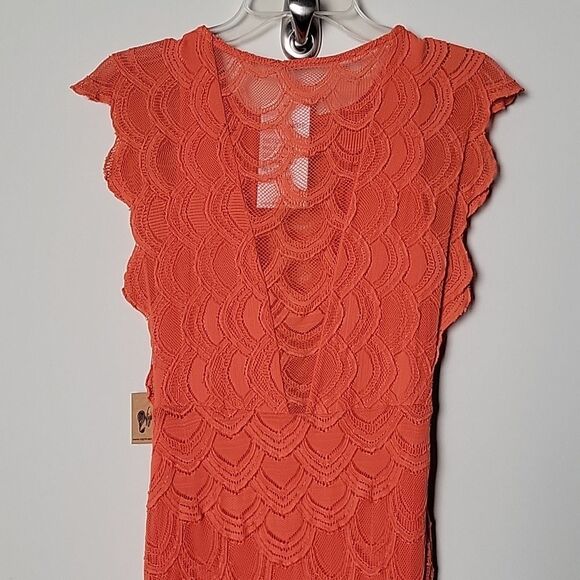 NWT NightCap Clothing XS/S Victorian Lace Orange Coral Caletto Maxi Long Dress - Picture 9 of 14